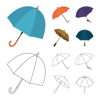 Koruma ve kapalı simge vektör çizimi. Koruma ve hisse senedi için yağmurlu vektör ikon koleksiyonu.