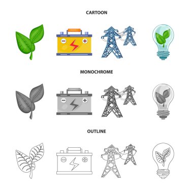 Yenilik ve teknoloji simge vektör tasarımı. Yenilik ve doğa vektör simgesini hissenin koleksiyonu.