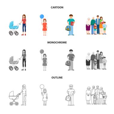 Karakter ve avatar sembolü yalıtılmış nesne. Karakter ve portre hisse senedi vektör çizim topluluğu.