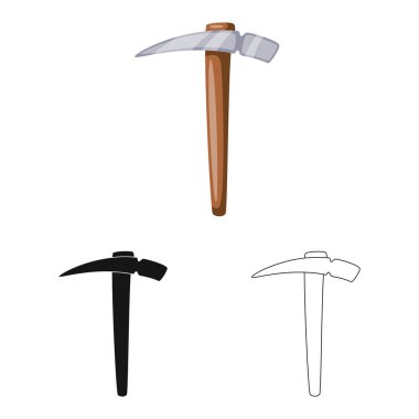 Kazma vektör illüstrasyon ve seçim logosu. Kazma ve araç stok sembolünün web için toplanması.