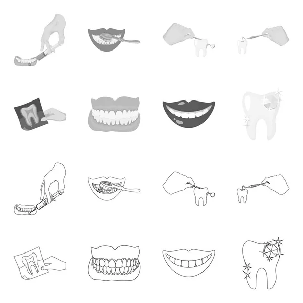 Conception vectorielle de la dent et symbole heureux. Collection de dents et de blanchiment symbole de stock pour la toile . — Image vectorielle