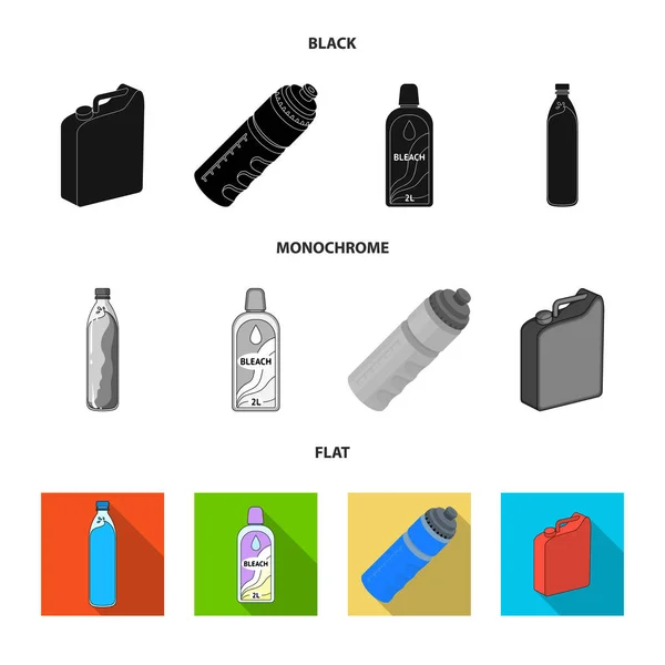 Geïsoleerd object van plastic en container icoon. Set van plastic en verpakking voorraad symbool voor web. — Stockvector