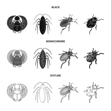 Böcek ve böcek işareti vektör tasarımı. Böcek ve Cadılar Bayramı hisse senedi vektör çizim topluluğu.