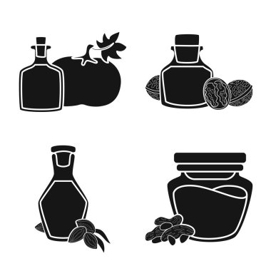 Petrol ve tarım işareti izole nesne. Web için yağ ve cam stok sembolü seti.