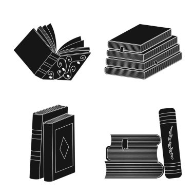 Şekil ve bilgi logo yalıtılmış nesne. İllüstrasyon ve hisse senedi için kitapçı vektör simge koleksiyonu.