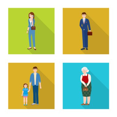 Nesil izole nesne ve mutlu logosu. Nesil ve avatar stok vektör illüstrasyon koleksiyonu.