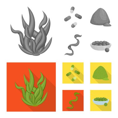 Protein ve deniz sembolü yalıtılmış nesne. Protein ve hisse senedi için doğal vektör simge kümesi.