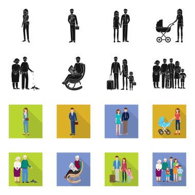 Karakter ve avatar simge yalıtılmış nesne. Karakter ve portre hisse senedi vektör çizim topluluğu.