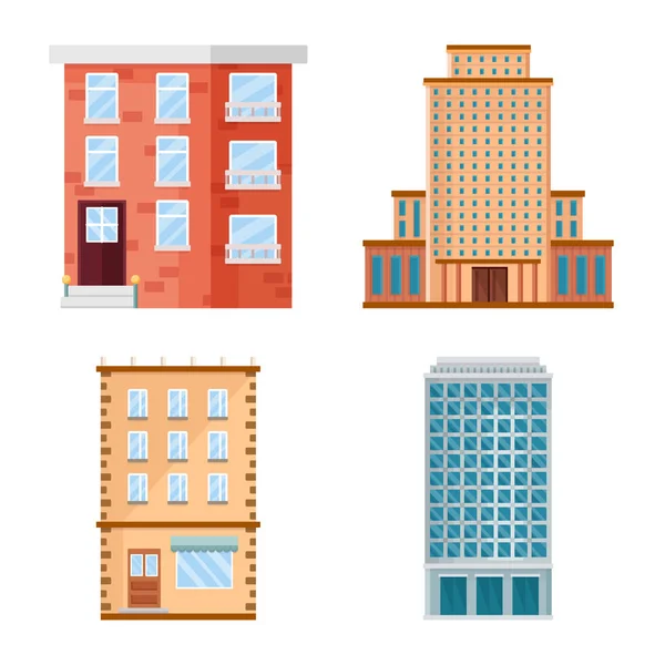 Vector illustration of facade and building icon. Collection of facade and exterior stock symbol for web. — Stock Vector