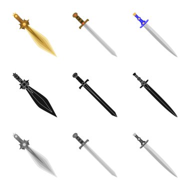 Oyun ve zırh simge vektör Illustration. Oyun ve bıçak hisse senedi vektör çizim topluluğu.