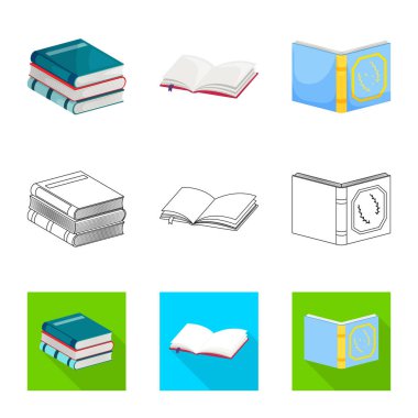 İzole işareti eğitim ve kapak nesne. Eğitim ve hisse senedi için kitapçı vektör simge kümesi.