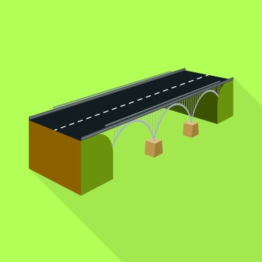 Köprü ve monte simgesivektör tasarımı. Köprü ve nehir stok vektör illüstrasyon seti.