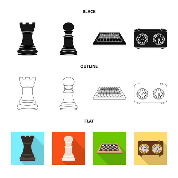 Vektor design av schackmatt och tunn tecken. Samling av schackmatt och målet lager vektorillustration. — Stock vektor