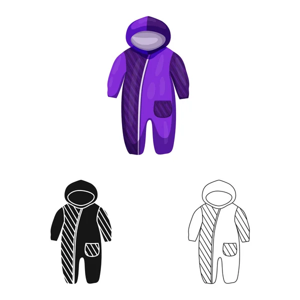 Diseño vectorial de los rompers y el icono de la ropa. Conjunto de mamelucos e ilustración vectorial infantil . — Vector de stock