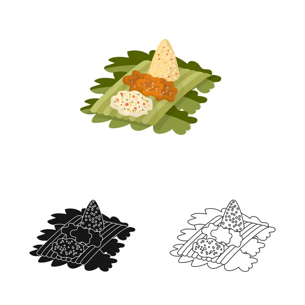 Ilustração vetorial do sinal de arroz e prato. Conjunto de ilustração vetorial arroz e curry stock . — Vetor de Stock