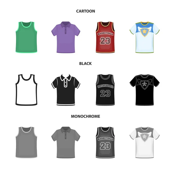 Geïsoleerde object van kleren en logo dragen. Set van kleding en korte vector pictogram voor voorraad. — Stockvector