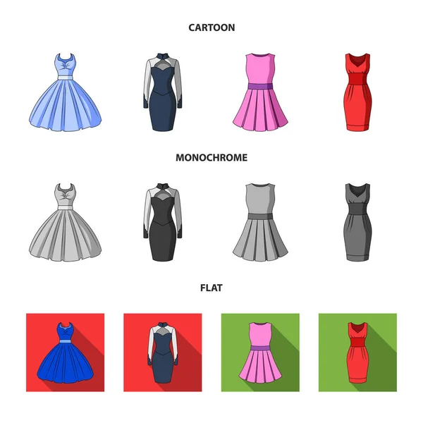 Diseño vectorial de vestido y símbolo de la ropa. Conjunto de vestido e ilustración vectorial de stock de noche . — Vector de stock