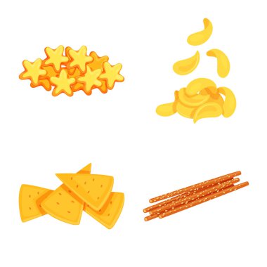 Gıda ve gevrek simge vektör tasarımı. Gıda topluluğu ve hisse senedi için lezzet vektör simgesi.