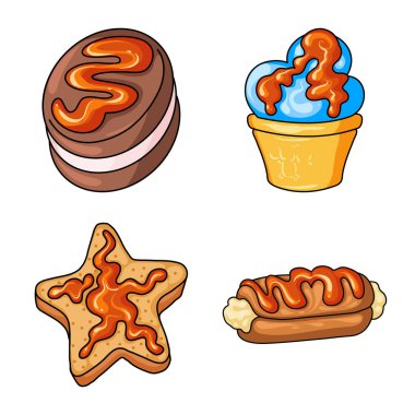 Tatlı ve tatlı simge vektör tasarımı. Tatlı ve gıda hisse senedi vektör çizim topluluğu.