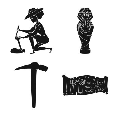 Müze ve öznitelikleri işareti vektör tasarımı. Müze ve tarihsel hisse senedi vektör çizim koleksiyonu.