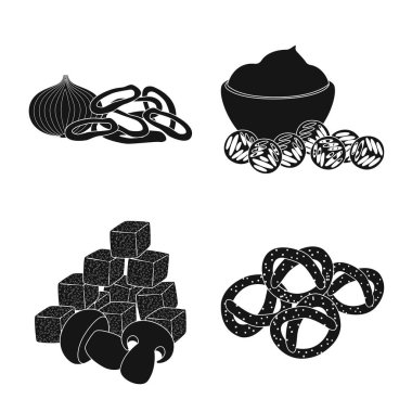 Madde ve organik sembol izole nesne. Malzeme ve ürün stok vektör illüstrasyon seti.