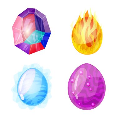 Dinozorun izole nesnesi ve sihirli işaret. Dinozor ve fantezi stok vektör illüstrasyon seti.