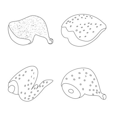 Gıda ve ızgara işareti Vektör illüstrasyon. Gıda ve kuş stok vektör illüstrasyon koleksiyonu.