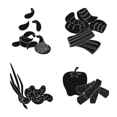 Madde ve organik simge vektör tasarımı. Stok için malzeme ve ürün vektör simgesinin toplanması.