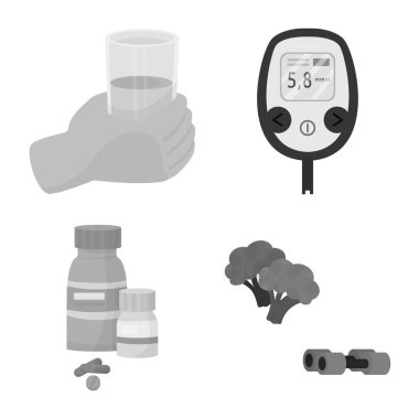 Sağlık ve diyet sembolü izole nesne. Sağlık ve hastalık stok vektör illüstrasyon seti.