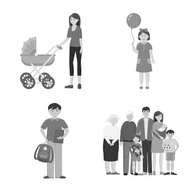 Yüz ve portre sembolüvektör illüstrasyon. Web için yüz ve mutlu stok sembolü koleksiyonu.