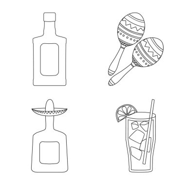 Meksika ve tekila logosu vektör illüstrasyon. Meksika koleksiyonu ve fiesta stok vektör illüstrasyon.