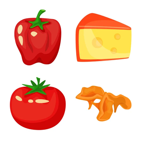 Design vettoriale di cibo e sapori simbolo. Serie di illustrazioni vettoriali di alimenti e ingredienti . — Vettoriale Stock