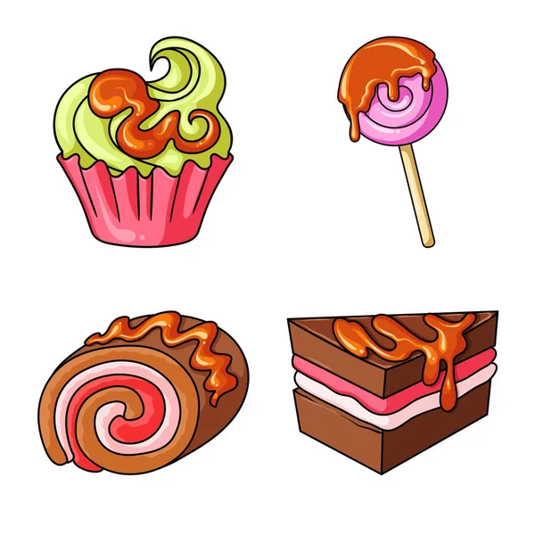 Vector illustration of dessert and sweet logo. Collection of dessert and food vector icon for stock. — Stock Vector