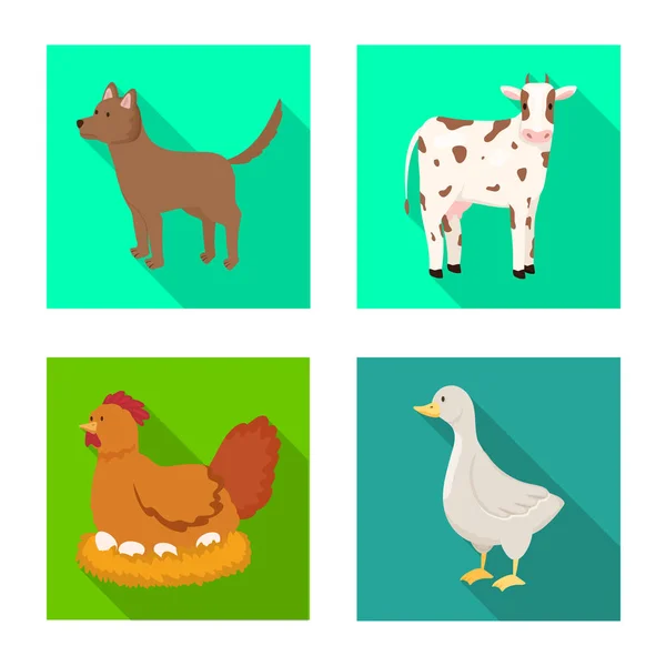Objet isolé de reproduction et icône de cuisine. Collection de symboles d'élevage et de stock biologique pour la toile . — Image vectorielle