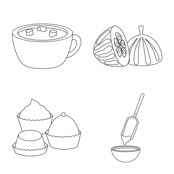 Векторная иллюстрация знака какао и бобов. Коллекция векторной иконки какао и сладости на складе . — стоковый вектор