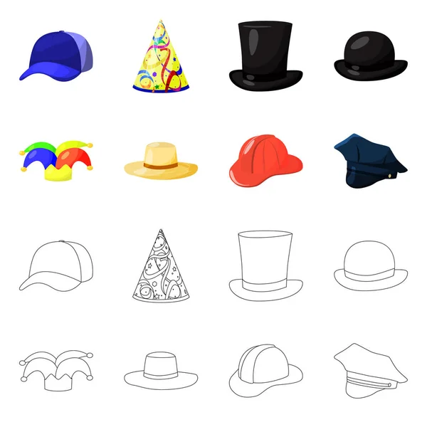 Diseño vectorial de la ropa y el signo de gorra. Conjunto de ilustración de vectores de ropa y boina . — Vector de stock