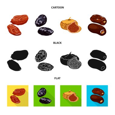 Gıda ve ham logo vektör çizimi. Web için gıda ve doğa hisse senedi simgesi kümesi.