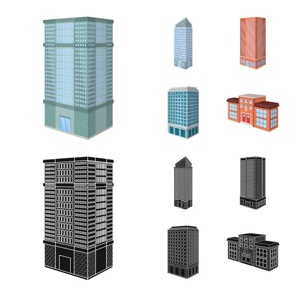 Illustrazione vettoriale dell'icona della costruzione e dell'edificio. Raccolta di costruzione e stock immobiliare simbolo per il web . — Vettoriale Stock