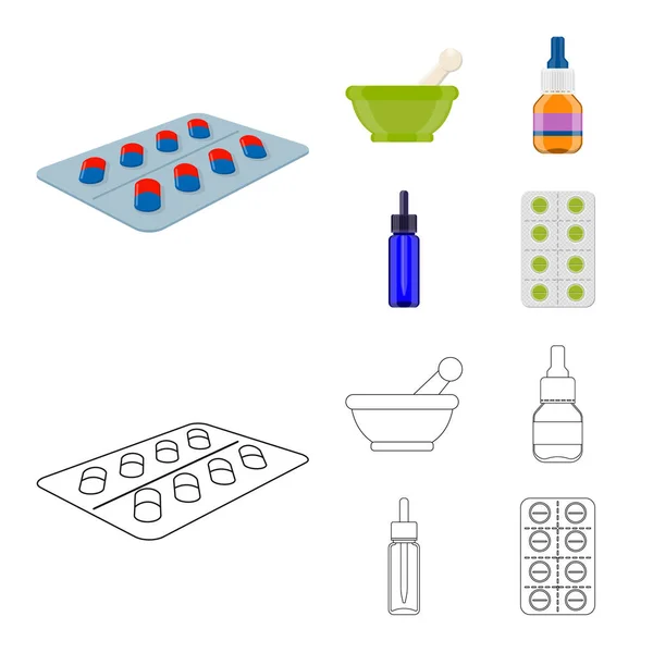 Illustrazione vettoriale del simbolo della vendita al dettaglio e dell'assistenza sanitaria. Set di illustrazioni vettoriali di stock retail e wellness . — Vettoriale Stock