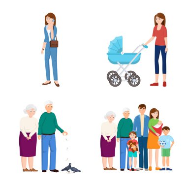 Aile ve insanlar simge vektör Illustration. Aile ve avatar hisse senedi vektör çizim seti.