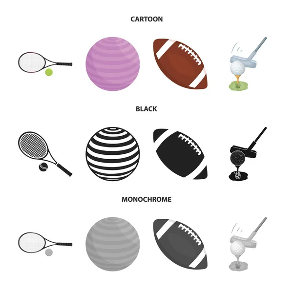 Vectorillustratie van pictogram bal en voetbal. Collectie van de bal en basketbal voorraad vectorillustratie. — Stockvector
