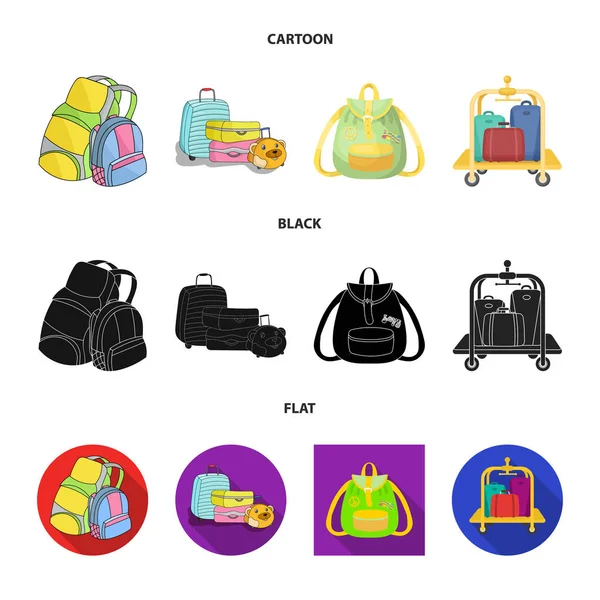 Vektor-Illustration von Rucksack und Tasche-Symbol. Set von Rucksack und Schule Vektor-Symbol für Lager. — Stockvektor