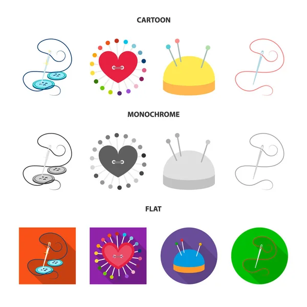 Vektor-Design von Nadel und Nähschild. Satz von Stift und Skizzenvektorsymbol für Aktien. — Stockvektor