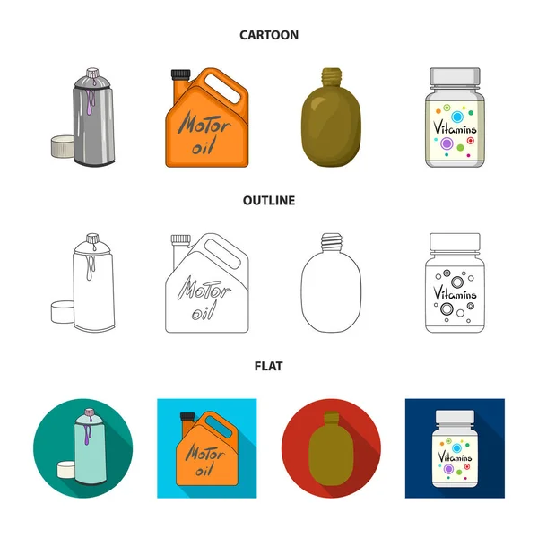 Vectorillustratie van plastic en container symbool. Set kunststof en verpakking vector pictogram voor voorraad. — Stockvector