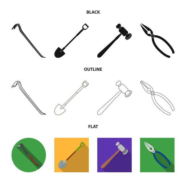 ツールと建設のロゴの孤立したオブジェクト。株式のツールでは、大工のベクター アイコンのセット. — ストックベクタ