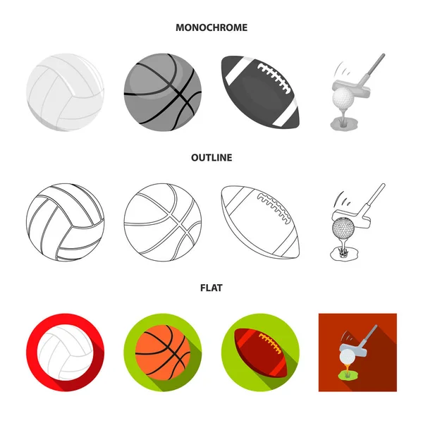 Geïsoleerde object van bal en voetbal symbool. Set bal en basketbal aandelensymbool voor web. — Stockvector