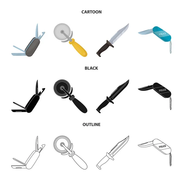 Vector ontwerp van mes en snijd symbool. Collectie van mes en plat voorraad vectorillustratie. — Stockvector