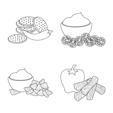 Tat izole nesne ve gevrek işareti. Web için tat ve pişirme stok sembolü seti.