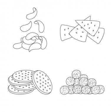 Ürün ve menü logosunun vektör tasarımı. Stok için ürün ve lezzet vektör simgesinin toplanması.