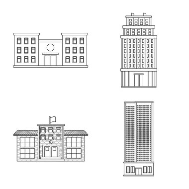 Mimari ve dış sembolü vektör Illustration. Stok için mimari ve şehir vektör simgesi koleksiyonu.